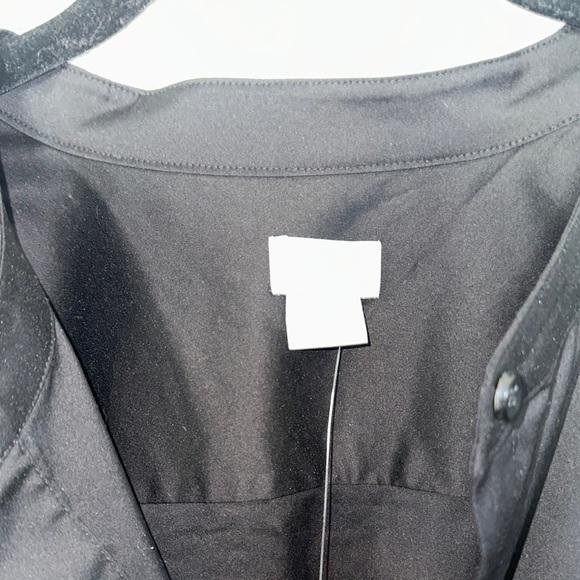 Black‎ Button Down Shirt with Lace Sleeves - Picture 2 of 7